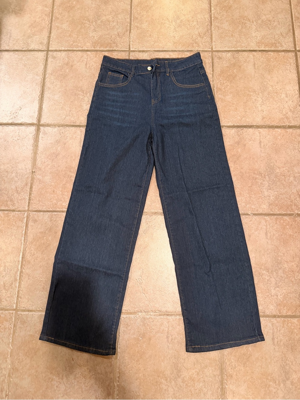 Dark Wash Wide Leg Jeans - Navy Blue